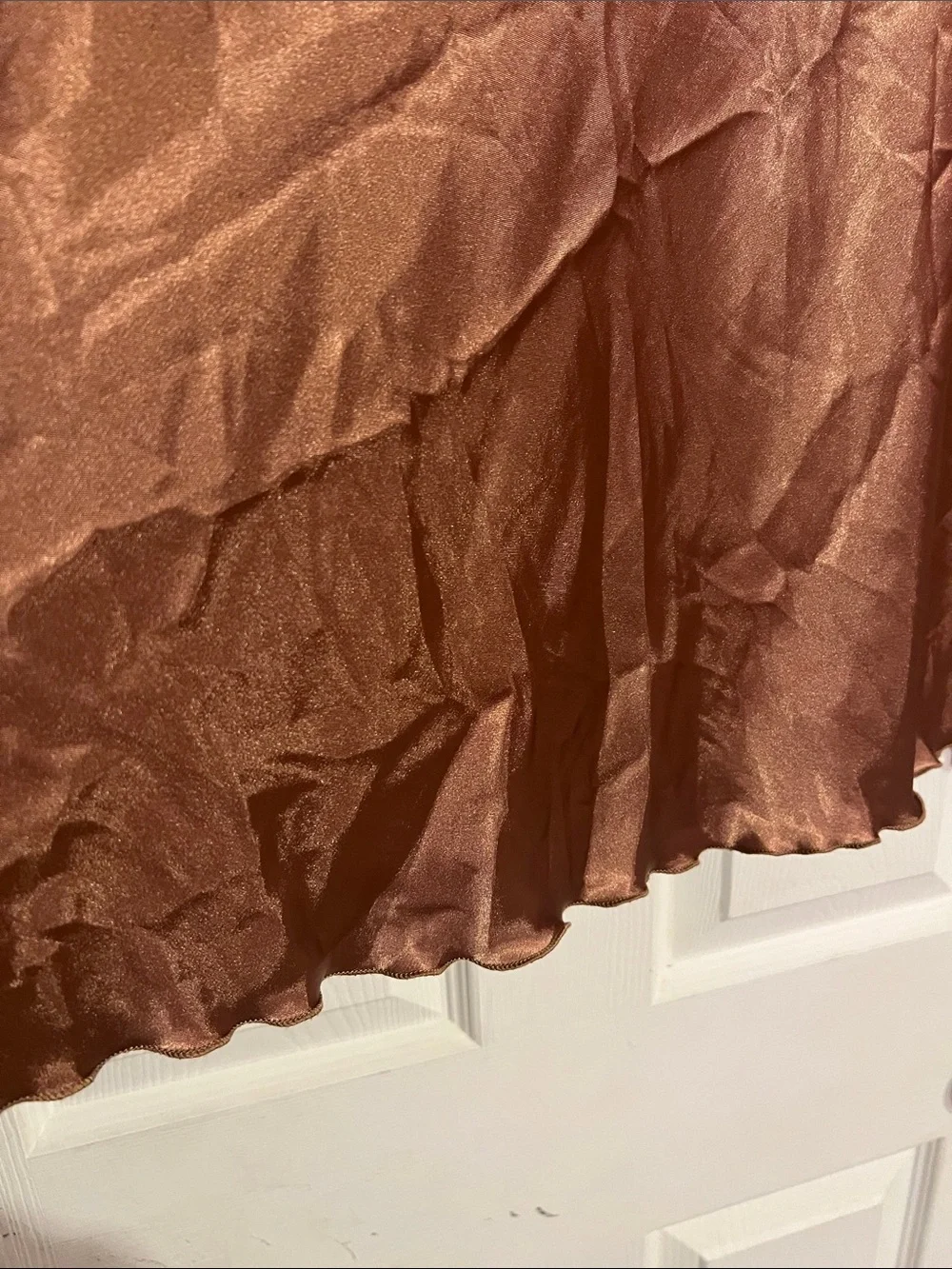Nicole Miller Bronze Brown Satin Slip Midi Skirt - Picture 8 of 13